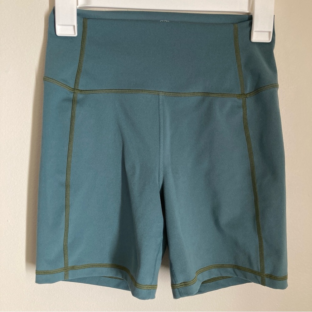 J. Crew Size Small Teal Bike Shorts with Wide Waistband and Stretchy Fit